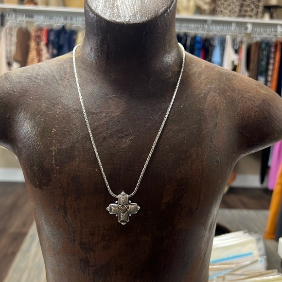 Brighton | Cherish Loving Gold Silver Plated Cross Necklace Adjustable - Picture 1 of 7